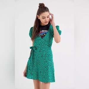 UO Jocelyn Dotted Print Puff Sleeve Mini Dress